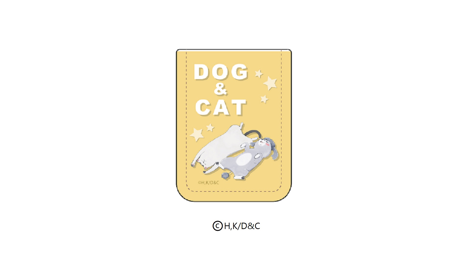 レザーフセンブック「犬と猫どっちも飼ってると毎日たのしい」03/犬くん＆猫さま イエロー